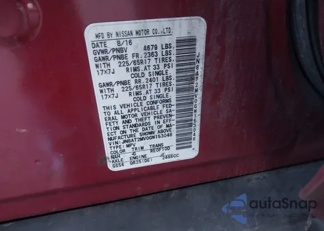 2016 Nissan Rogue S из США, поврежденный, VIN JN8AT2MV0GW153048